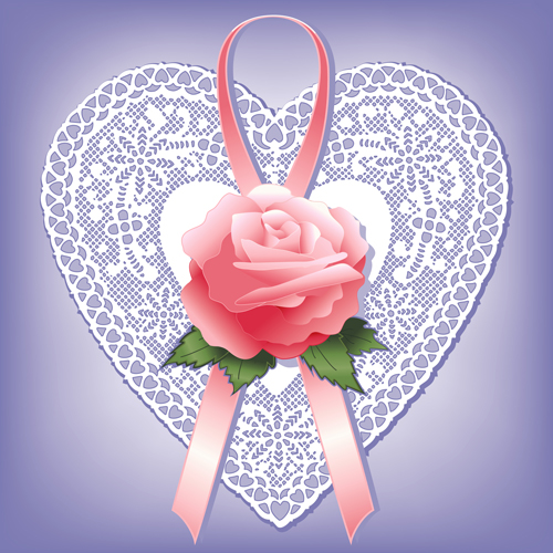 Rose with round lace card vector 01 Rose with round lace card vector 01