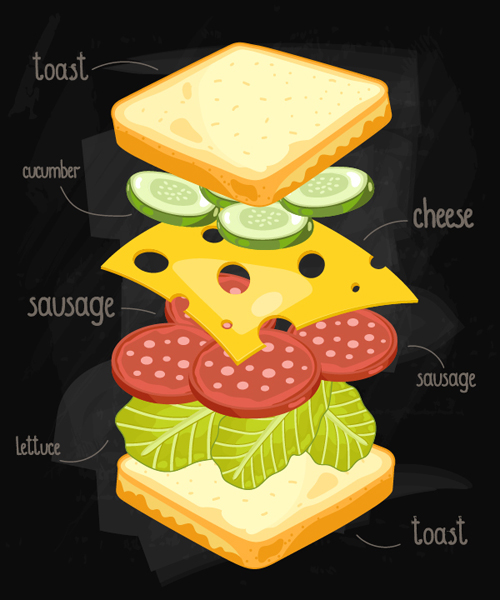 sandwich ingredients design 