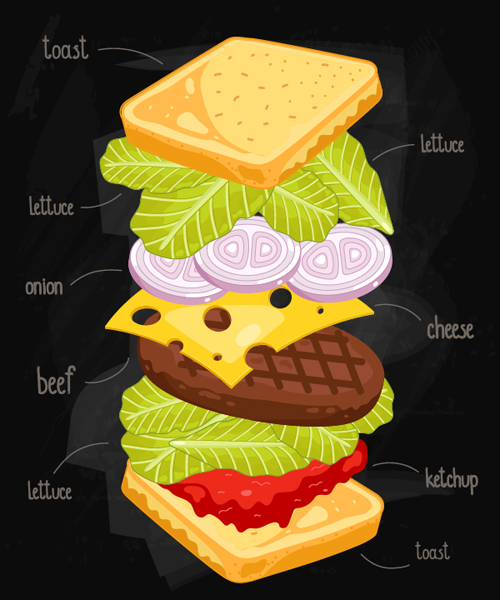 Sandwich Ingredients design vector 04 Sandwich Ingredients design vector 04