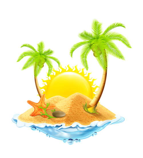 Sea island summer holiday elements vector background 01 Sea island summer holiday elements vector background 01