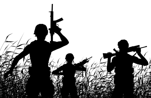 Soldier patrol silhouette vector material Soldier patrol silhouette vector material