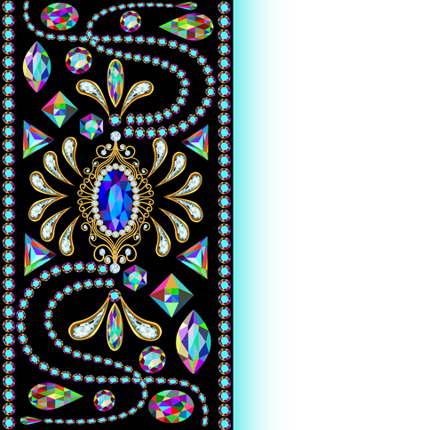 Stones and diamonds floral background vector 03
