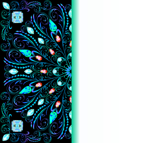 Stones and diamonds floral background vector 04