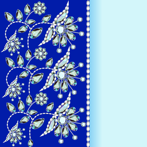 Stones and diamonds floral background vector 05 Stones and diamonds floral background vector 05