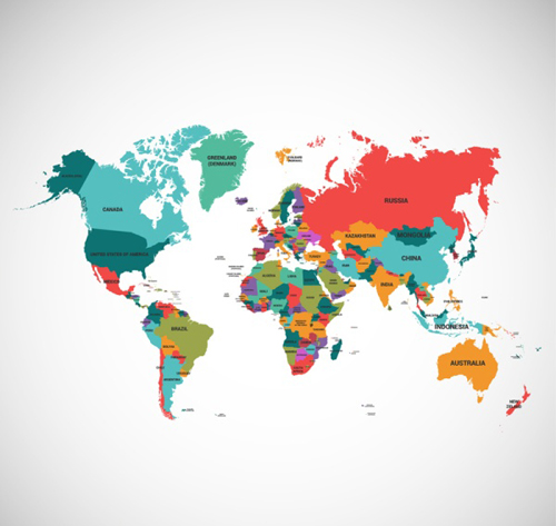 World map colored vector World map colored vector
