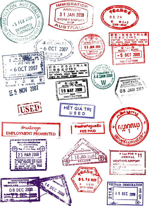 template vector template stamps stamp passport different 