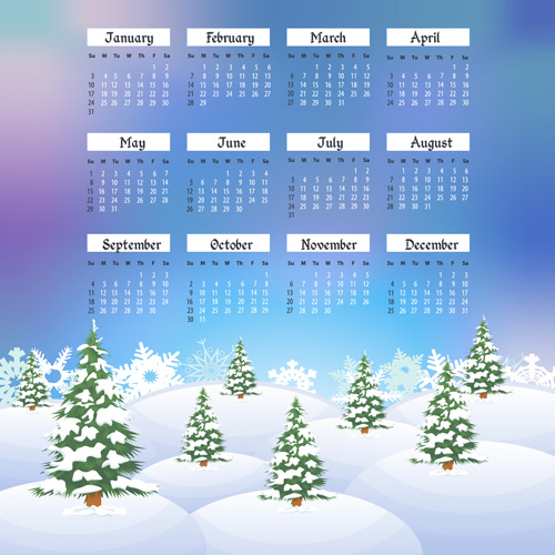 2016 calendar with winter landscape vector 03 2016 calendar with winter landscape vector 03