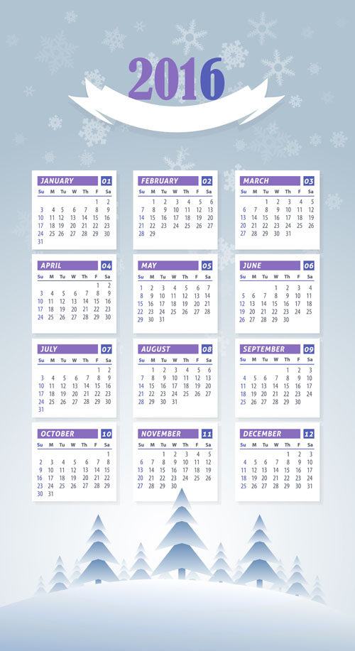 2016 calendar with winter landscape vector 04 2016 calendar with winter landscape vector 04