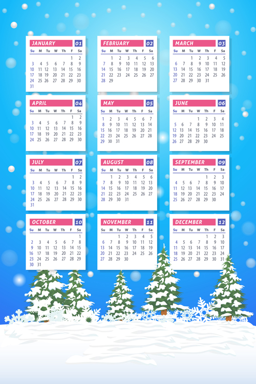 winter landscape calendar 2016 