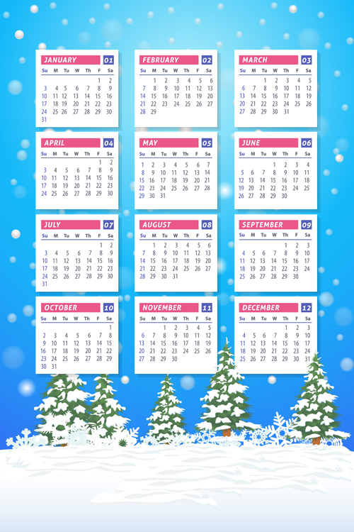 2016 calendar with winter landscape vector 05 2016 calendar with winter landscape vector 05