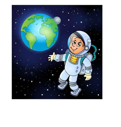 Cartoon astronauts with outer space vector 01 Cartoon astronauts with outer space vector 01