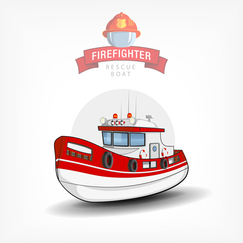Cartoon fire boat template vector 01 Cartoon fire boat template vector 01