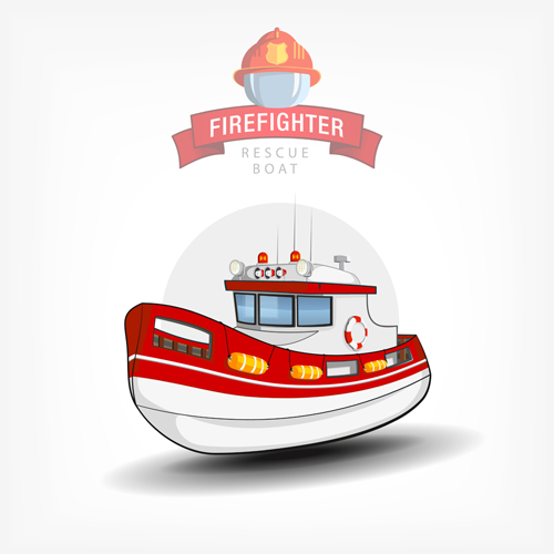 Cartoon fire boat template vector 02 Cartoon fire boat template vector 02