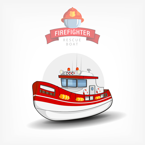 Cartoon fire boat template vector 03 Cartoon fire boat template vector 03