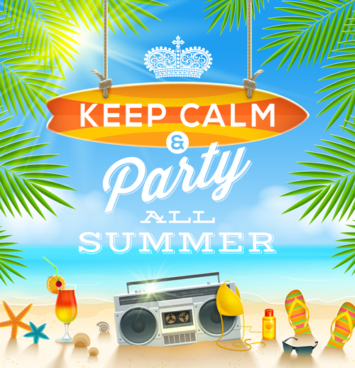 Charming summer party poster template vectors 01 Charming summer party poster template vectors 01
