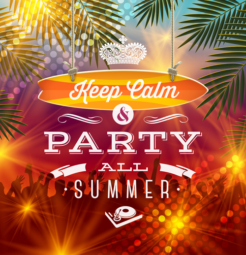 Charming summer party poster template vectors 03 Charming summer party poster template vectors 03