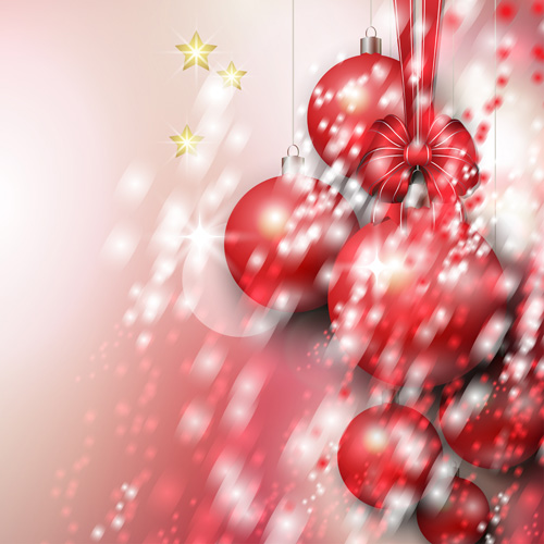Christmas baubles with bow art background vector 01 Christmas baubles with bow art background vector 01