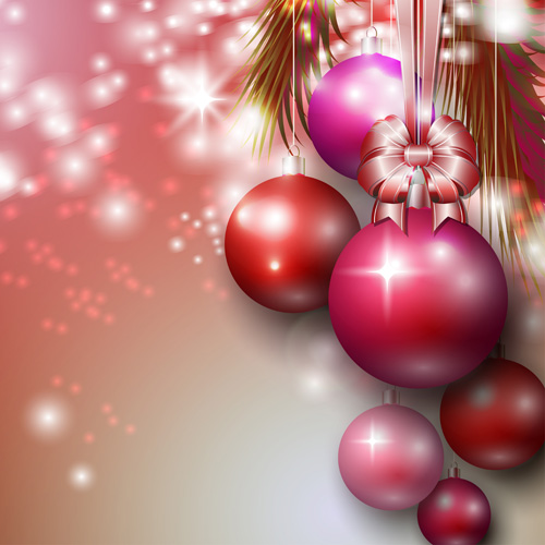 Christmas baubles with bow art background vector 02 Christmas baubles with bow art background vector 02