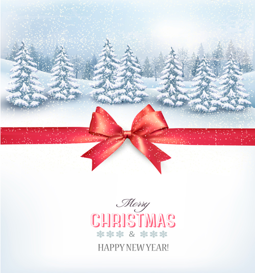 Christmas elements with winter landscape background vector 02 Christmas elements with winter landscape background vector 02