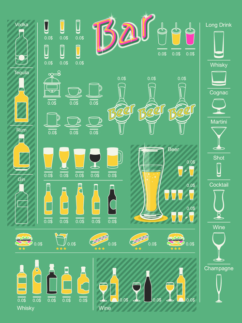 Creative drinks elements infographics vector 01 Creative drinks elements infographics vector 01