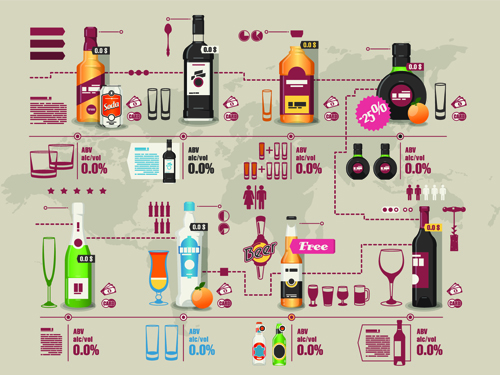 Creative drinks elements infographics vector 04 Creative drinks elements infographics vector 04