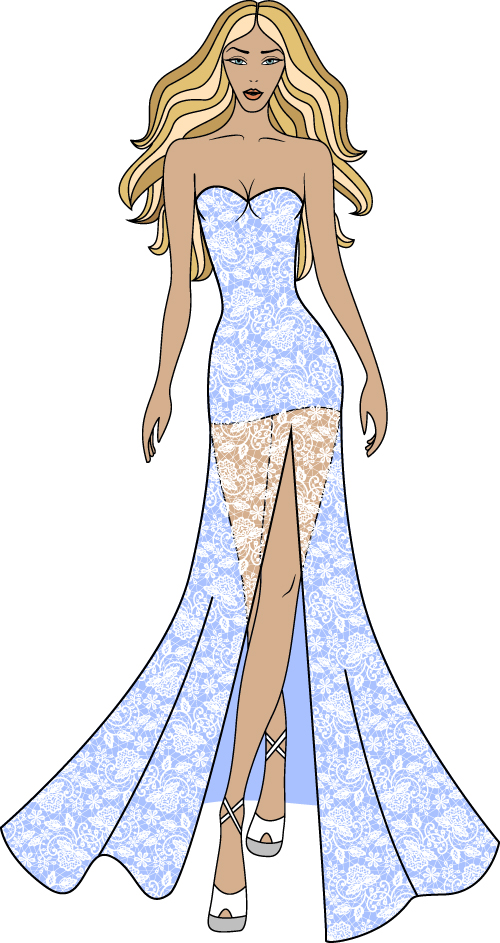 Fashion woman outline vector material 04 Fashion woman outline vector material 04