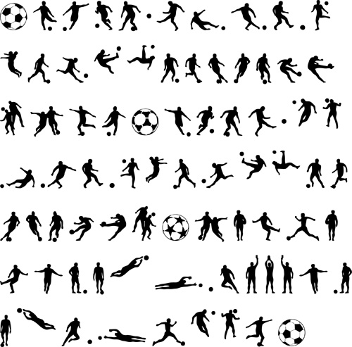 Football with people silhouetters vectors set 02