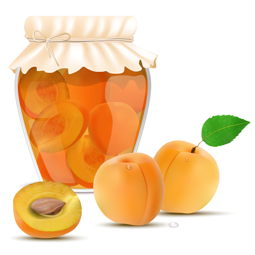 Fresh jam with Jar and fruits vector 09 Fresh jam with Jar and fruits vector 09