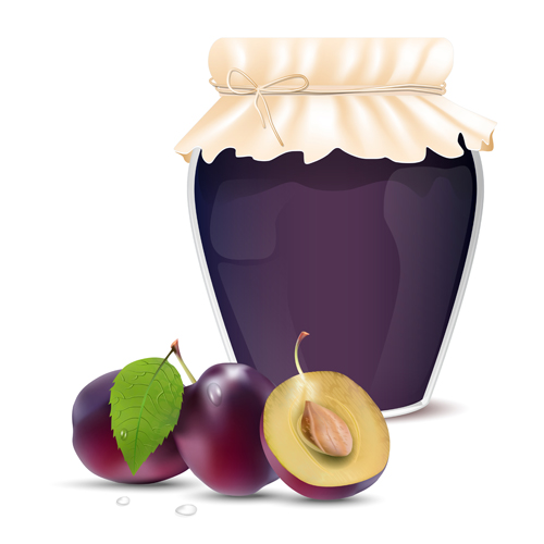 Fresh jam with Jar and fruits vector 10 Fresh jam with Jar and fruits vector 10