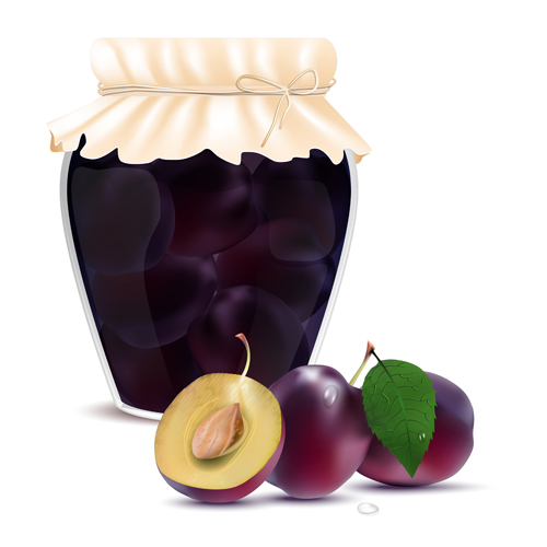 Fresh jam with Jar and fruits vector 11 Fresh jam with Jar and fruits vector 11