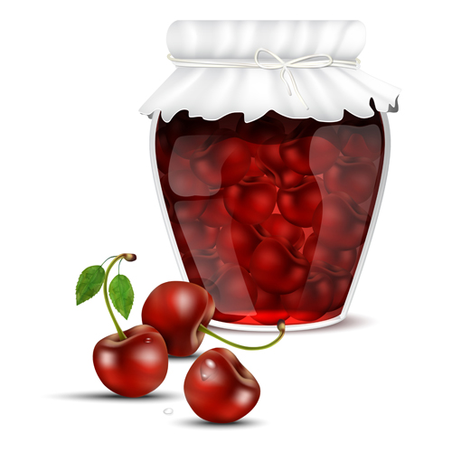 Fresh jam with Jar and fruits vector 12 Fresh jam with Jar and fruits vector 12