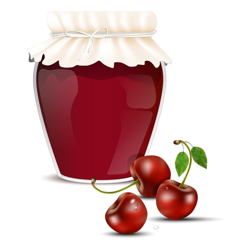 Fresh jam with Jar and fruits vector 13 Fresh jam with Jar and fruits vector 13