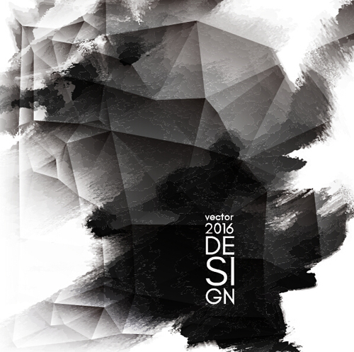 Geometric shapes with inkblot grunge background vector 03 Geometric shapes with inkblot grunge background vector 03