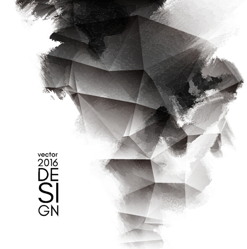 Geometric shapes with inkblot grunge background vector 05 Geometric shapes with inkblot grunge background vector 05