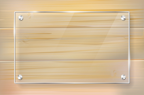 Glass frame with wood textures background vector 06