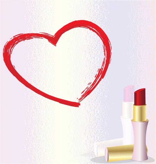 Heart with lipstick vector material 01 Heart with lipstick vector material 01