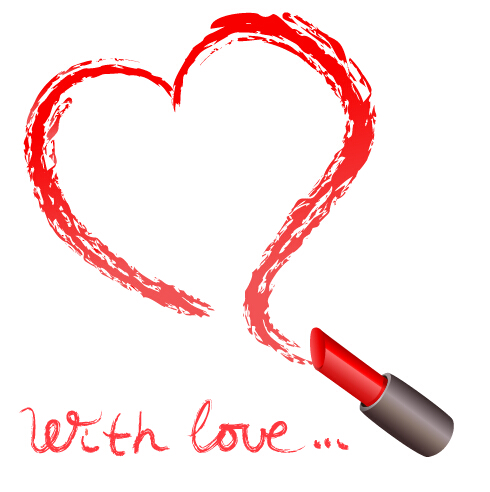 Heart with lipstick vector material 02 Heart with lipstick vector material 02