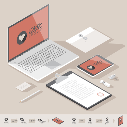 Isometric branding infographics template vector 01 Isometric branding infographics template vector 01
