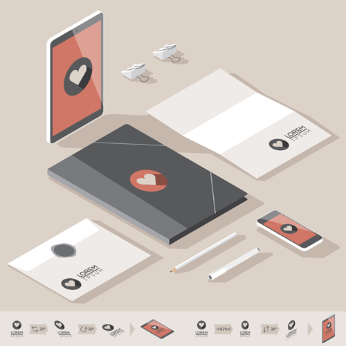 Isometric branding infographics template vector 02 Isometric branding infographics template vector 02