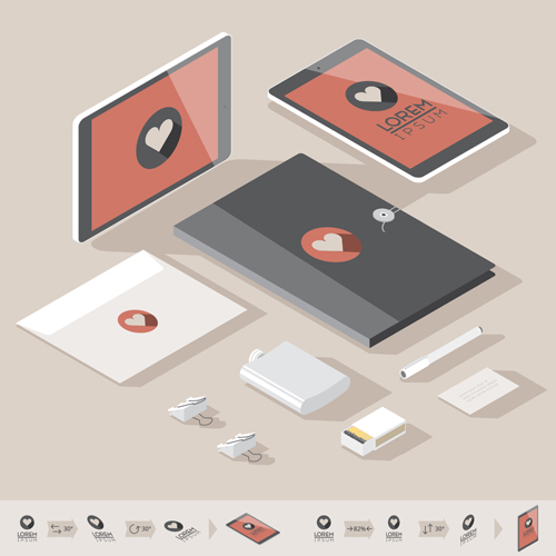 Isometric branding infographics template vector 03