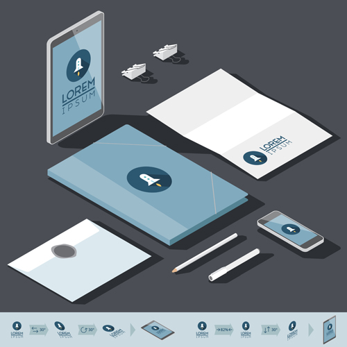 Isometric branding infographics template vector 06