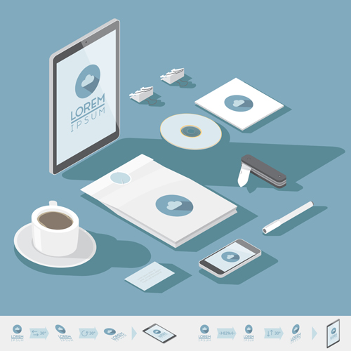 Isometric branding infographics template vector 11 Isometric branding infographics template vector 11