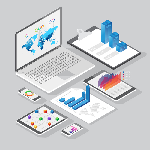 Isometric branding infographics template vector 18 Isometric branding infographics template vector 18