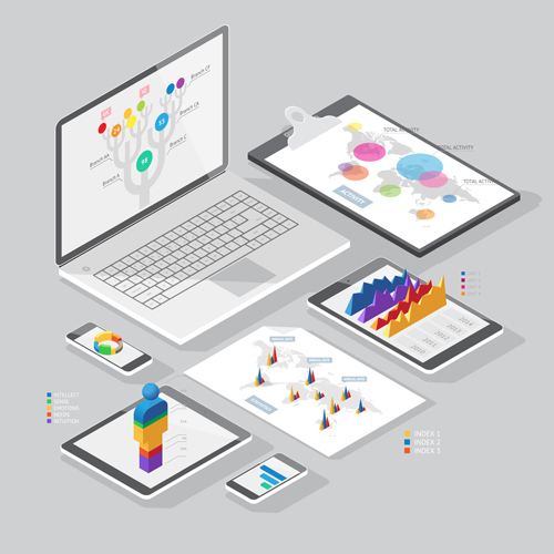 Isometric branding infographics template vector 19 Isometric branding infographics template vector 19