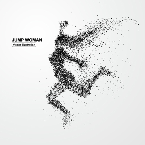 Particle composition athlete vector illustration 03