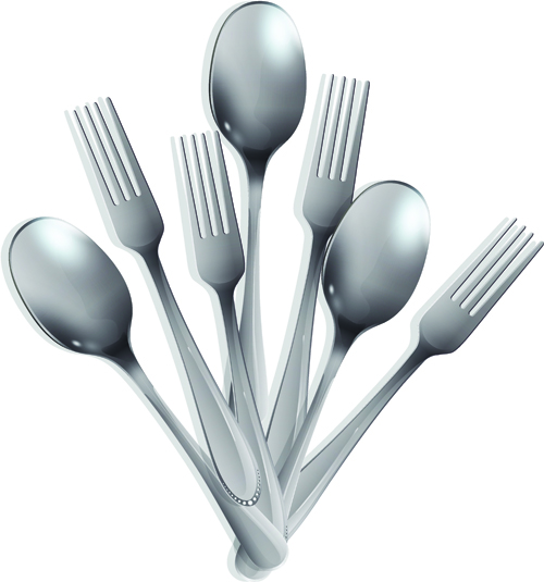 Realistic kitchen cutlery design vector graphics 02 Realistic kitchen cutlery design vector graphics 02