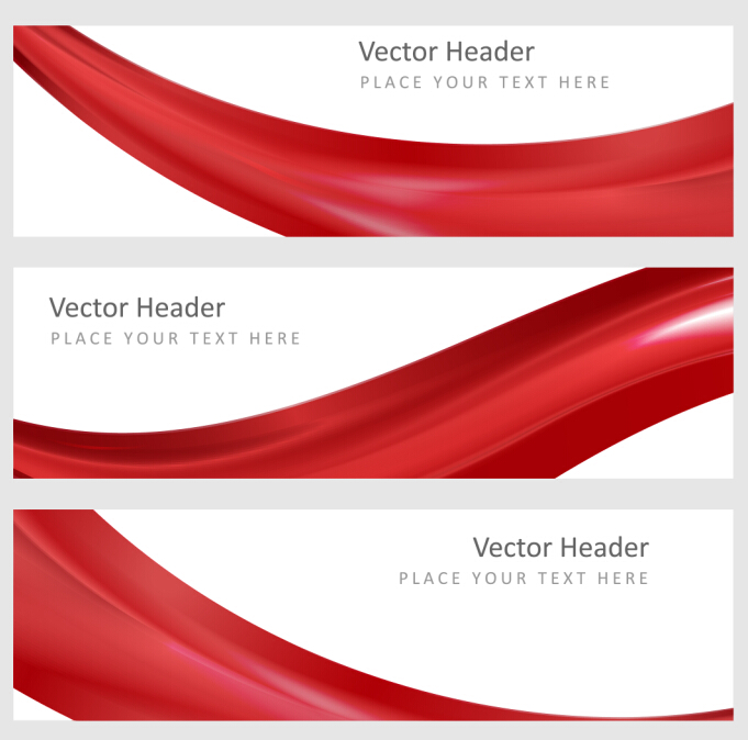 Red wavy banners vector set 01 Red wavy banners vector set 01