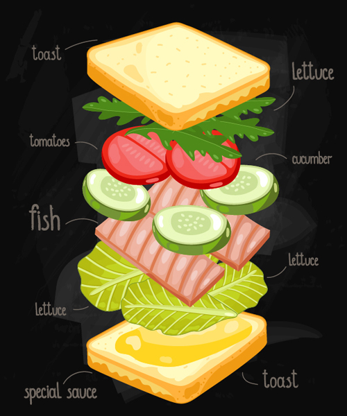 Sandwich Ingredients design vector 01 Sandwich Ingredients design vector 01