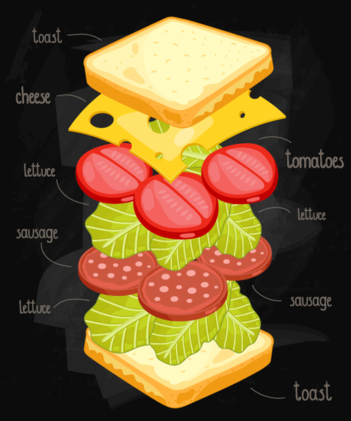 Sandwich Ingredients design vector 02 Sandwich Ingredients design vector 02