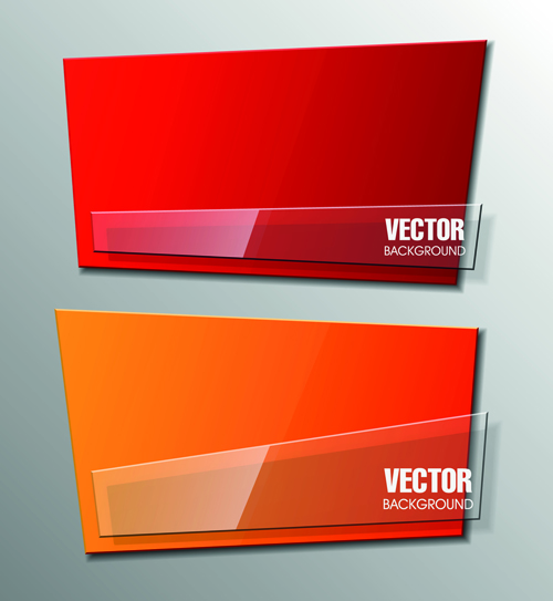 Shiny glass with origami banner vector 04 Shiny glass with origami banner vector 04
